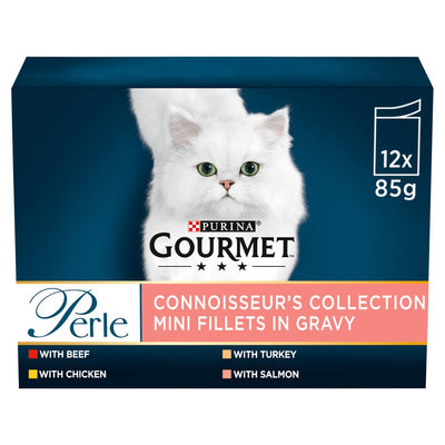 Gourmet Perle Connoisseur's Collection Mini Fillets in Gravy 12 x 85g (Pack of 4)