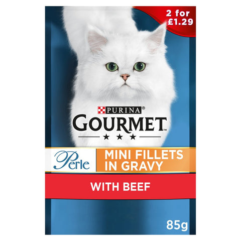 Gourmet Perle Mini Fillets in Gravy with Beef 85g (Pack of 26)