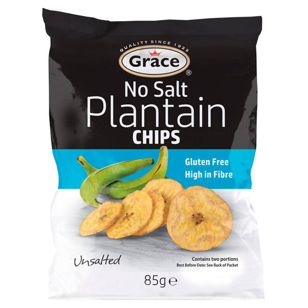 Grace No Salt Plantain Chips 85g (Pack of 9)
