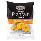 Grace Sweet Plantain Chips Unsalted 85g (Pack of 9)