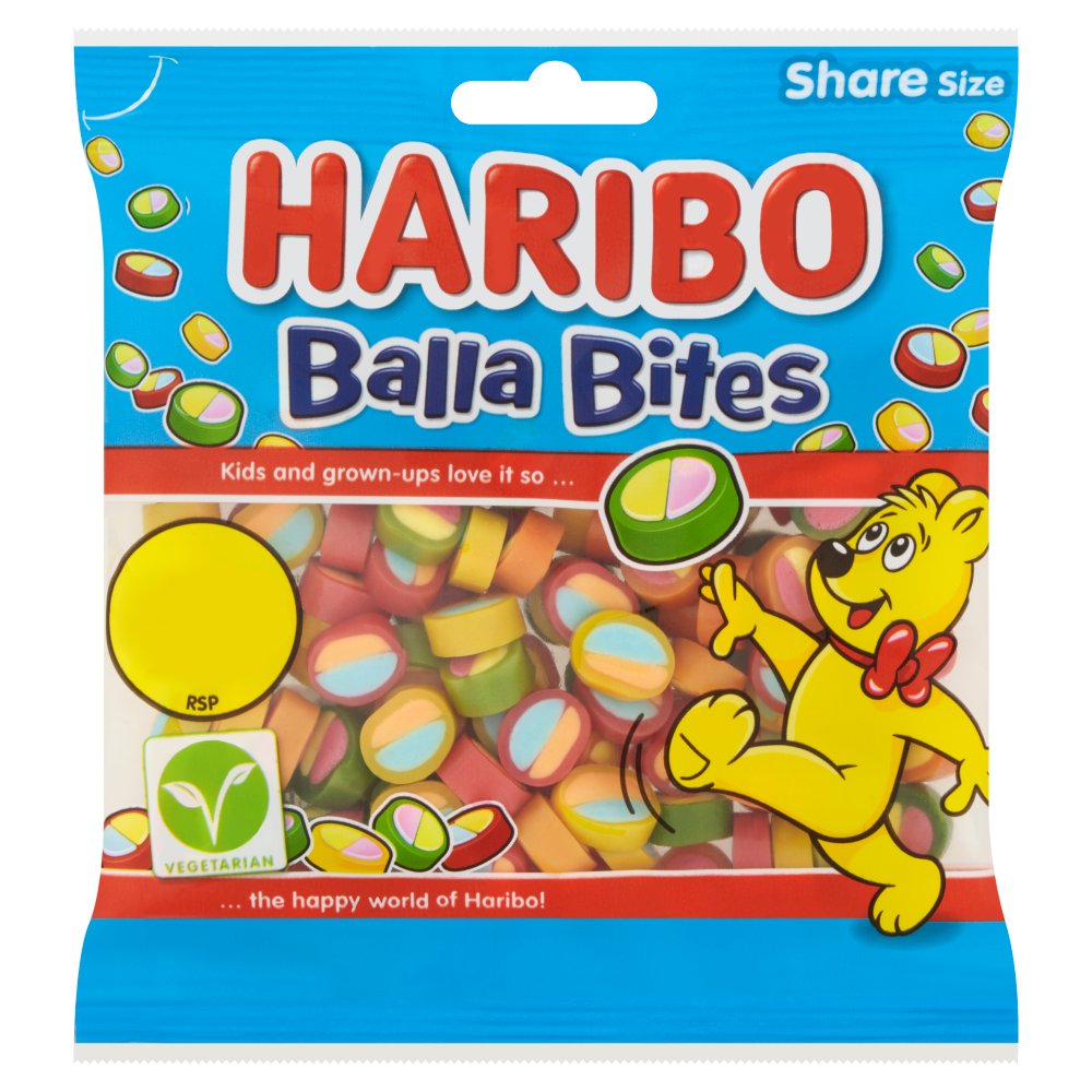 HARIBO Balla Bites Chewy Sweets Sharing Bag 140g (Pack of 12)