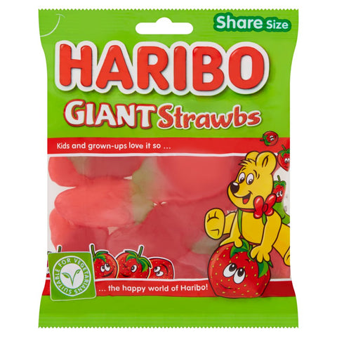 HARIBO Giant Strawbs Bag 160g (Pack of 12)