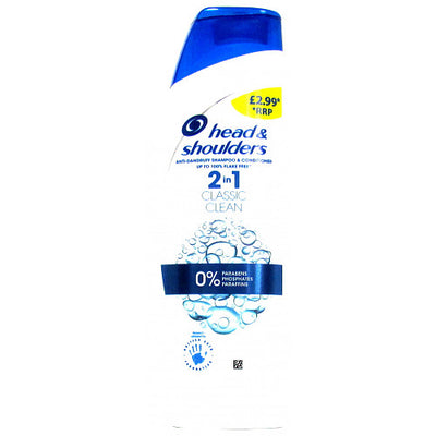 Head & Shoulders Classic Clean Anti-Dandruff 2in1 Shampoo & Conditioner, 225ml (Pack of 6)