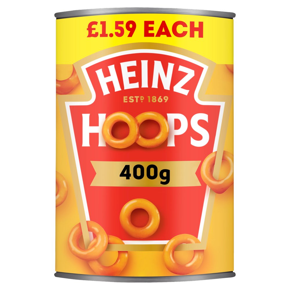 Heinz Hoops Shaped Pasta in Tomato Sauce PMP 400g (Pack of 24)