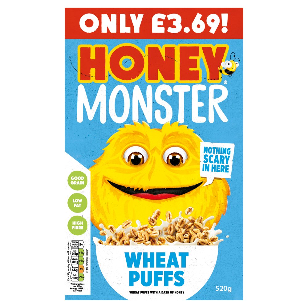 Honey Monster Wheat Puffs 520g (Pack of 6)