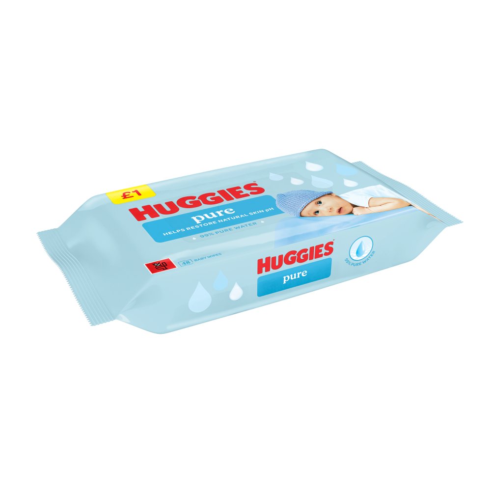 Huggies 48 Pure Baby Wipes(Pak of 6)