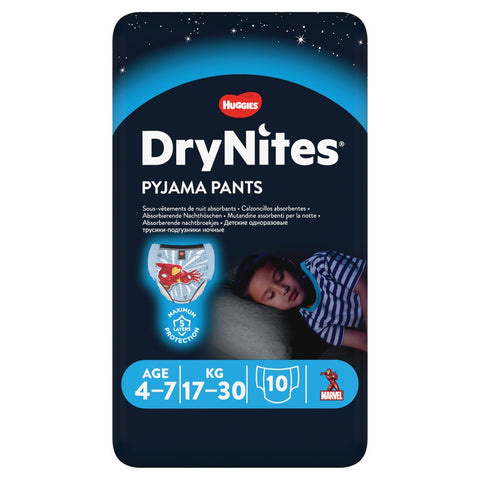 Huggies® DryNites®, Pyjama Pants, Boy, 4-7 Years (17-30kgs), 10 Pants
