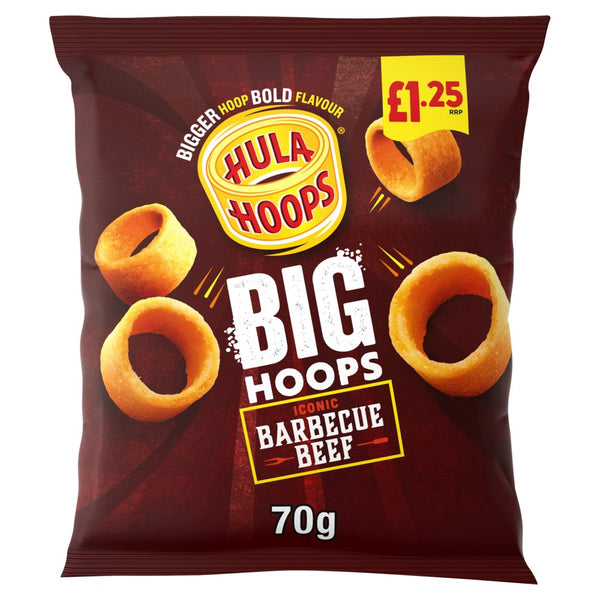 Hula Hoops Big Hoops BBQ Beef Crisps 70g (Pack of 20)