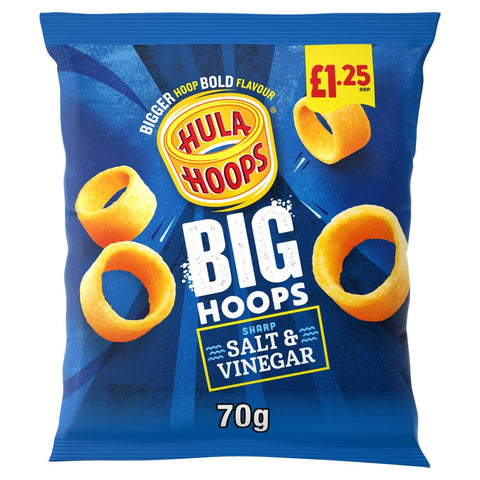 Hula Hoops Big Hoops Salt & Vinegar Crisps 70g (Pack of 20)