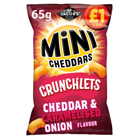 Jacob's Mini Cheddars Crunchlets Cheddar & Onion Snacks 65g (Pack of 12)