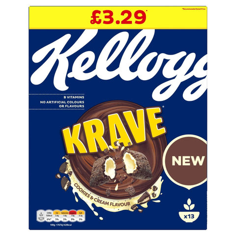 Kellogg's Krave Cookies & Cream Cereal 410g (Pack of 5)
