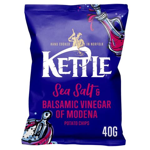 KETTLE® Chips Sea Salt & Balsamic Vinegar of Modena Crisps 40g (Pack of 18)