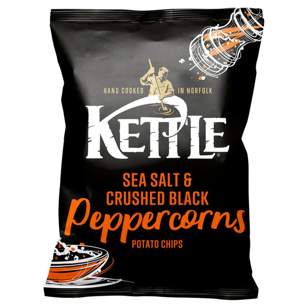 KETTLE® Chips Sea Salt & Crushed Black Peppercorns Sharing Crisps 130g (Pack of 12)