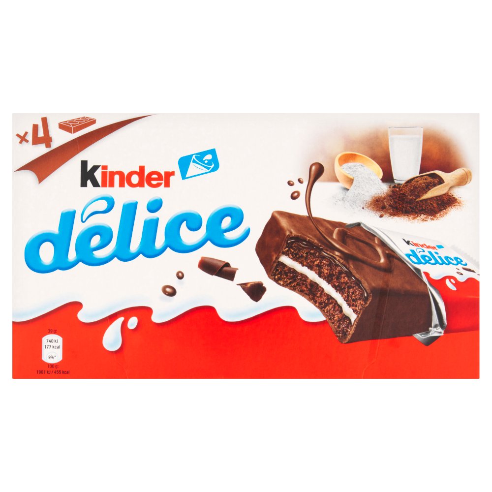 Kinder Delice Cake 4 Bar x 39g (Pack of 6)