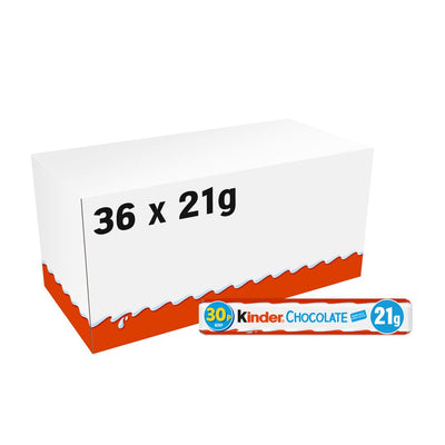 Kinder Medium Chocolate Single Bar 21g (Pack of 36)