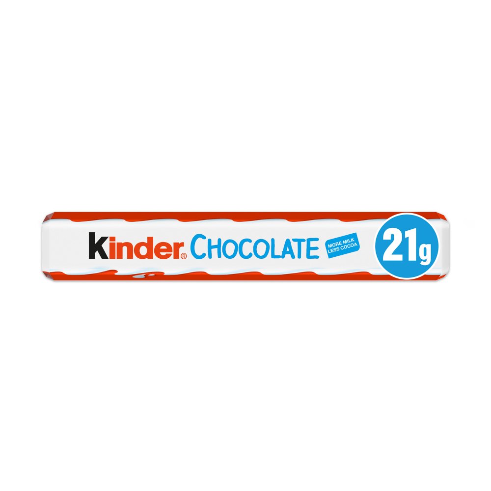 Kinder Milk Chocolate Medium Treat Snack Bar 21g (Pack of 36)