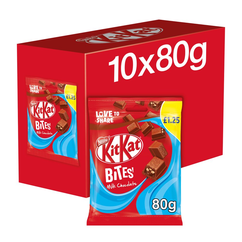Kit Kat Bites Milk Chocolate Sharing Bag 80g (Pack of 10)