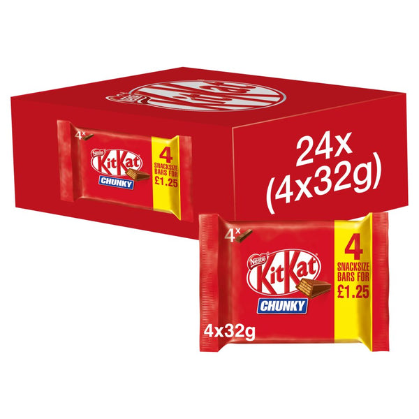 Kit Kat Chunky Milk Chocolate Bar Multipack 128g (Pack of 24)