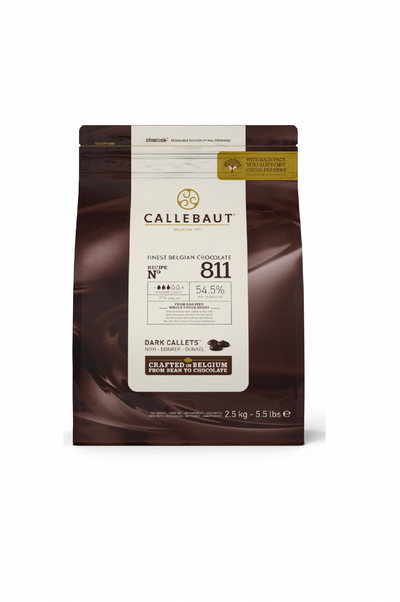 CALLEBAUT 811 Plain Chocolate Callets 53% Cocoa 2.5kg (Pack of 1)