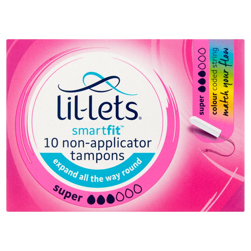 Lil-Lets Smartfit 10 Non-Applicator Tampons Super 50g (Pack of 8)