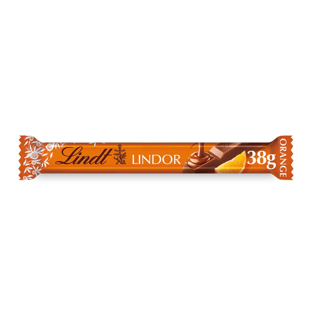 Lindt Lindor Orange Milk Chocolate Treat Bar 38g (Pack of 24)