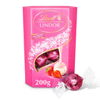 Lindt LINDOR Strawberries & Cream Chocolate Truffles Box 200g (Pack of 1)