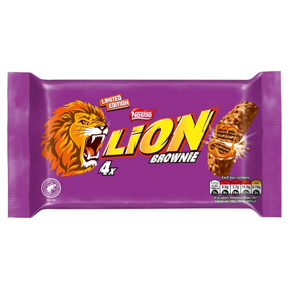 Lion Brownie Milk Chocolate Bar 4 Pack Multipack 120g (Pack of 10)