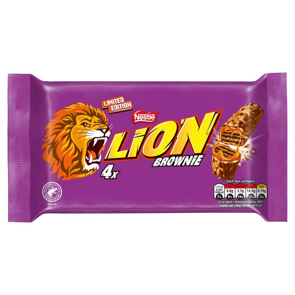 Lion Brownie Milk Chocolate Bar 4 Pack Multipack 120g (Pack of 10)