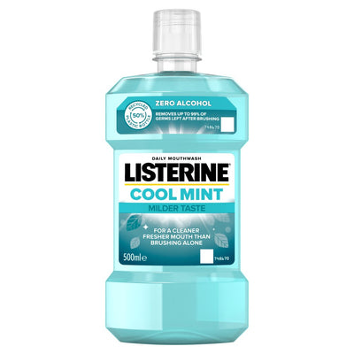 Listerine Essentials Cool Mint Milder Taste Mouthwash 500ml (Pack of 6)