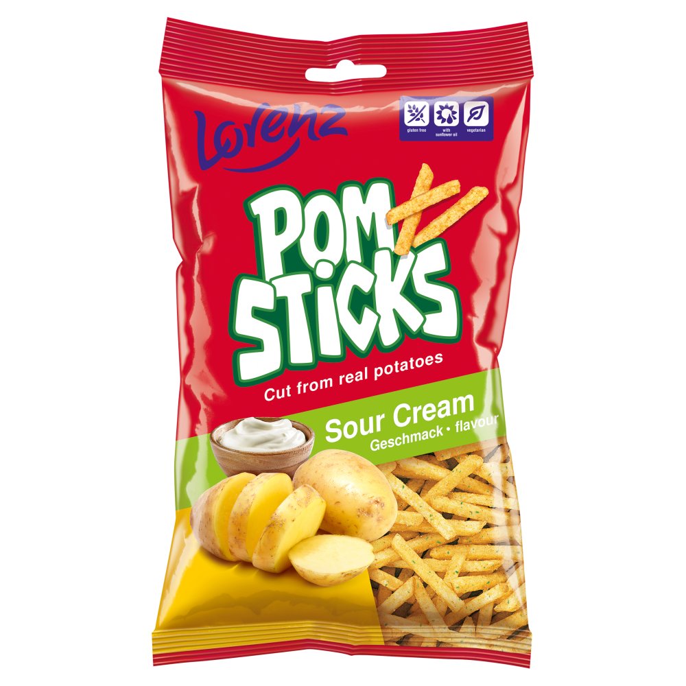 Lorenz Snack-World Pomsticks Sour Cream Flavour 85g (Pack of 14)
