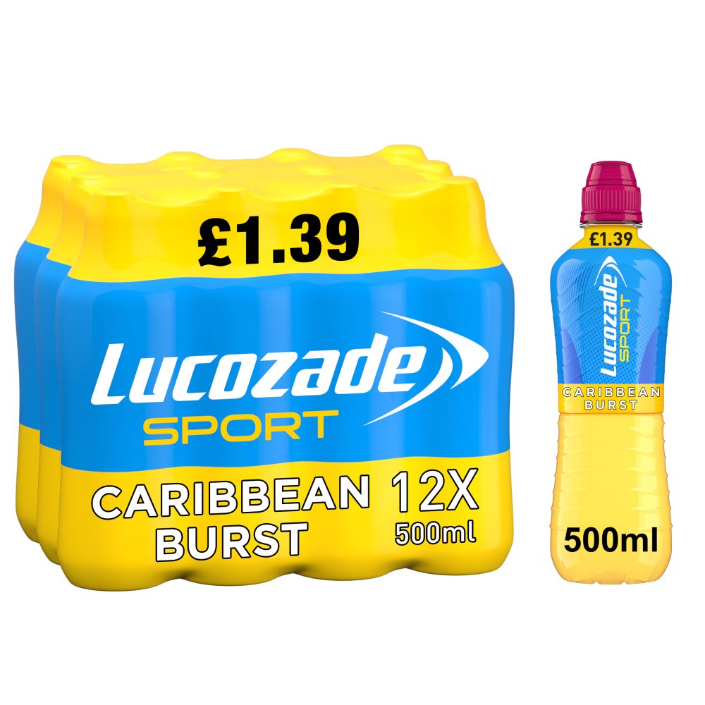 Lucozade Sport Drink Caribbean Burst 500ml (Pack of 12)