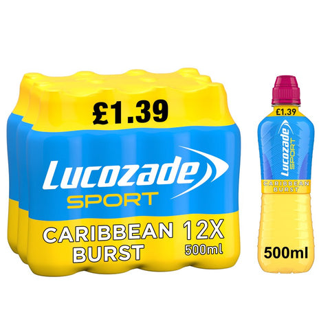 Lucozade Sport Drink Caribbean Burst 500ml (Pack of 12)