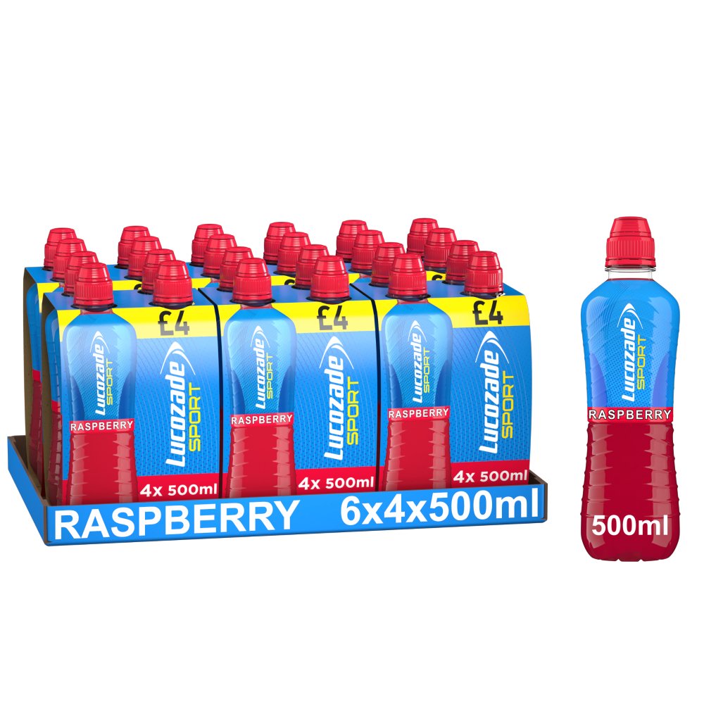 Lucozade Sport Drink Still Raspberry 500ml (Pack of 24)