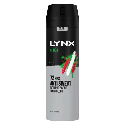 Lynx Antiperspirant Deodorant for Men Africa 200ml (Pack of 6)