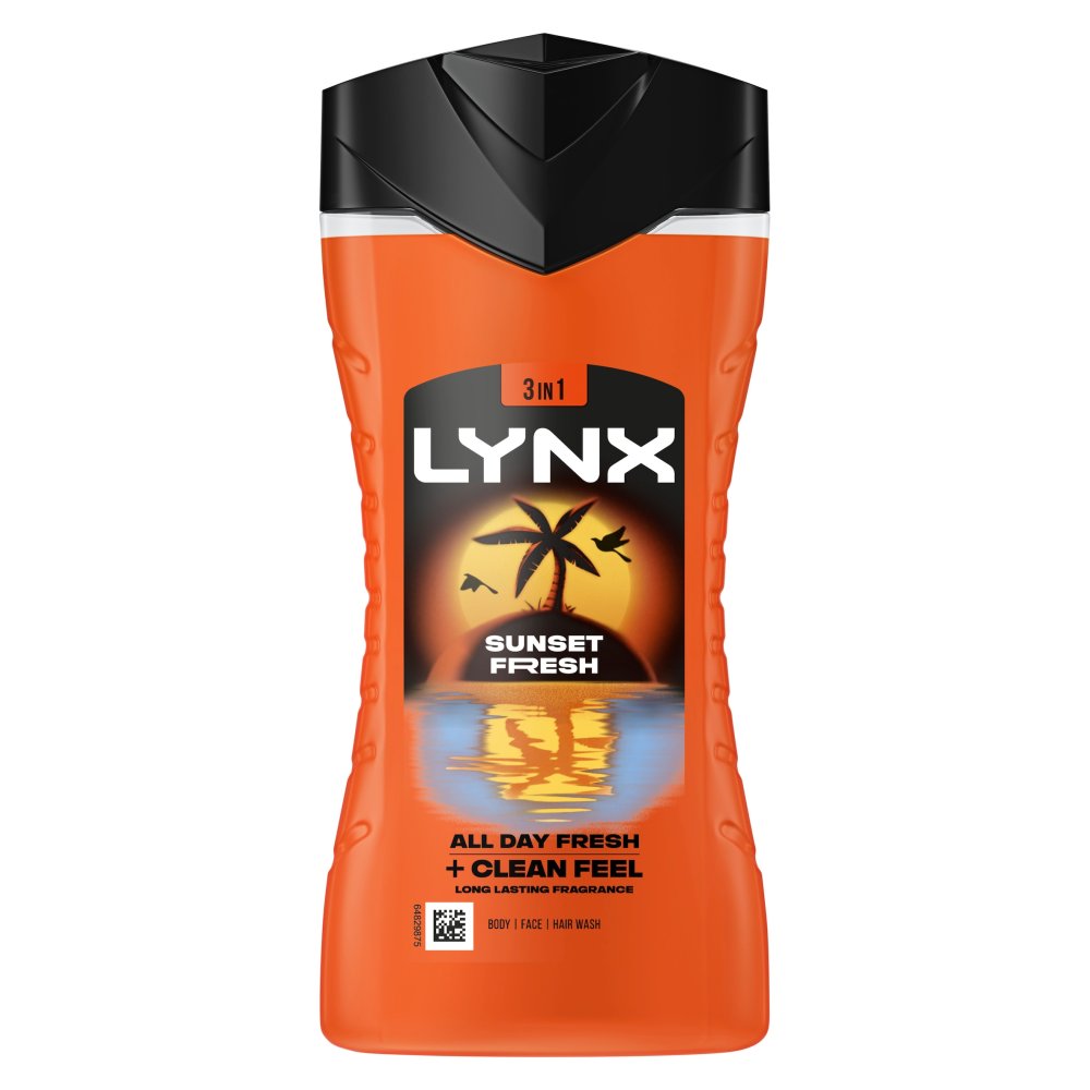Lynx 3-in-1 Body Wash Sunset Fresh 225 ml (Pack of 6)