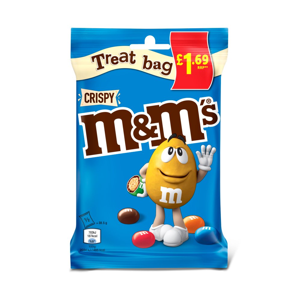M&M's Crispy Milk Chocolate Bites Treat Bag 77g (Pack of 16)