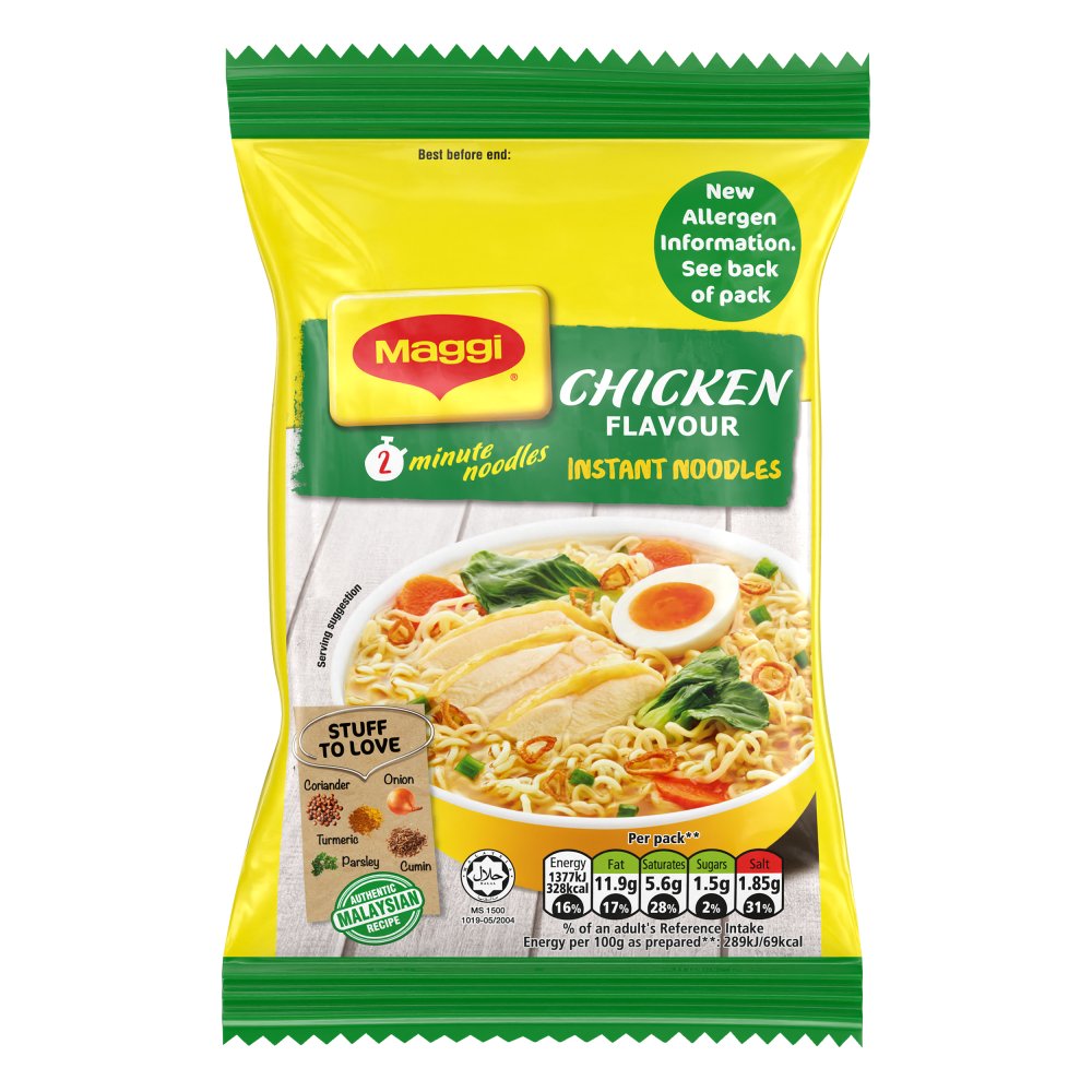 MAGGI 2 Minute Chicken Flavour Noodles 5x74g (Pack of 6)