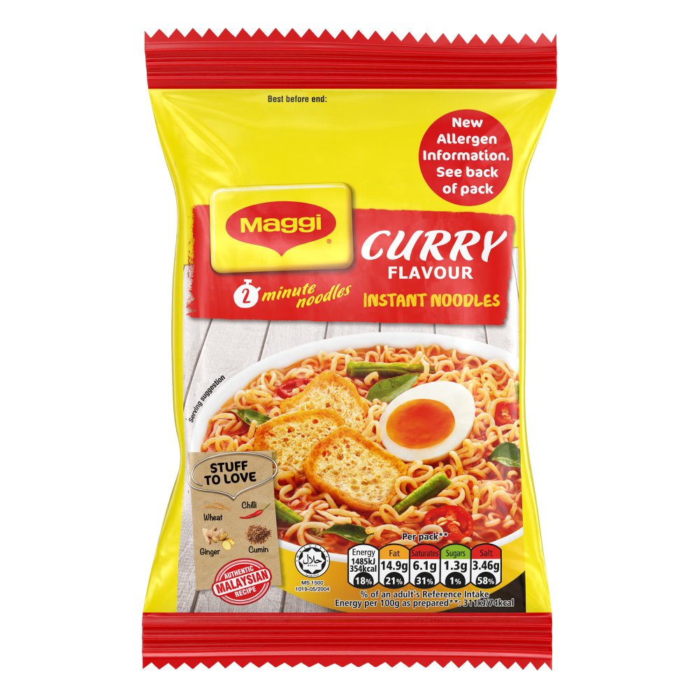 MAGGI 2 Minute Curry Flavour Noodles  5x79g (Pack of 6)