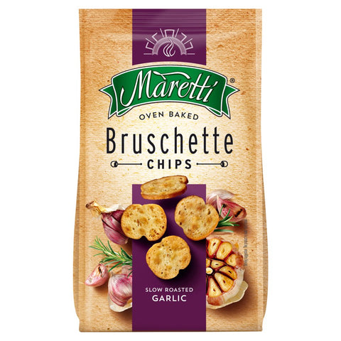 Maretti Oven Baked Bruschette Chips Slow Roasted Garlic 70g (Pack of 1)