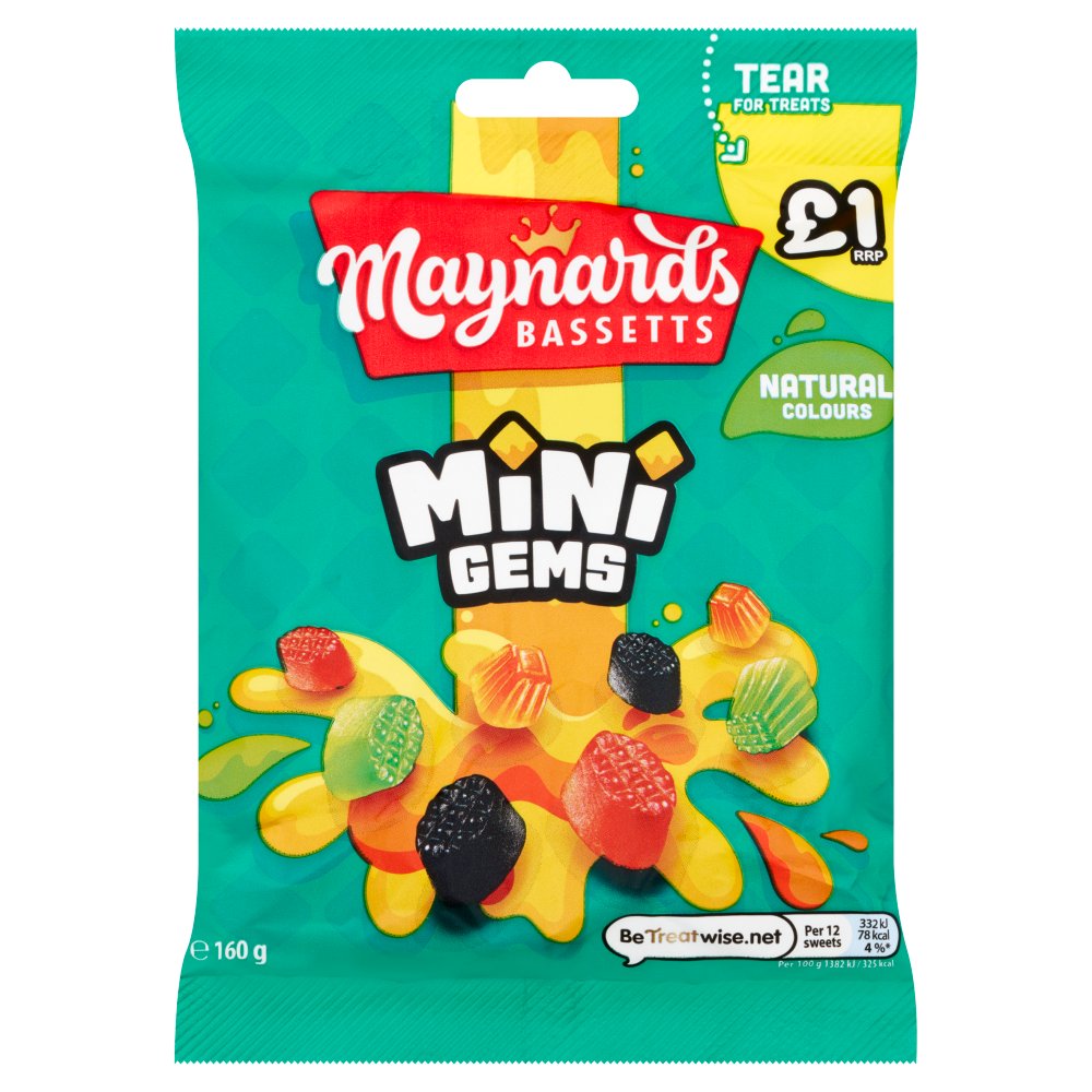 Maynards Bassetts Mini Gems 160g (Pack of 12)