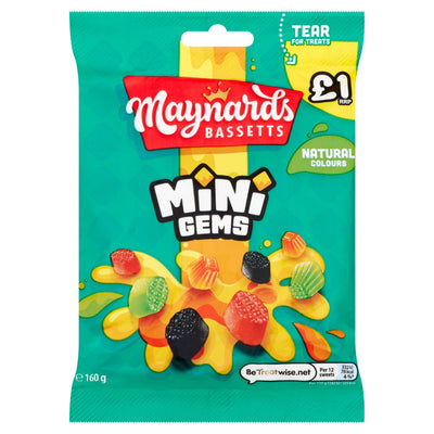 Maynards Bassetts Mini Gems 160g (Pack of 12)