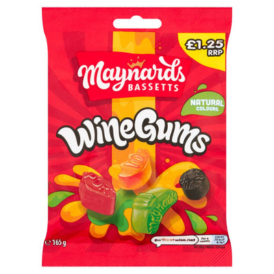 Maynards Bassetts Wine Gums Sweets Bag 165g (Pack of 12)