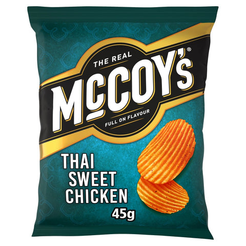 McCoy's Ridge Cut Thai Sweet Chicken Flavour Potato Crisps 45g (Pack of 26)