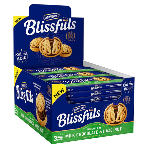 McVitie's Blissfuls Belgian Milk Chocolate & Hazelnut Biscuits 24g (Pack of 24)