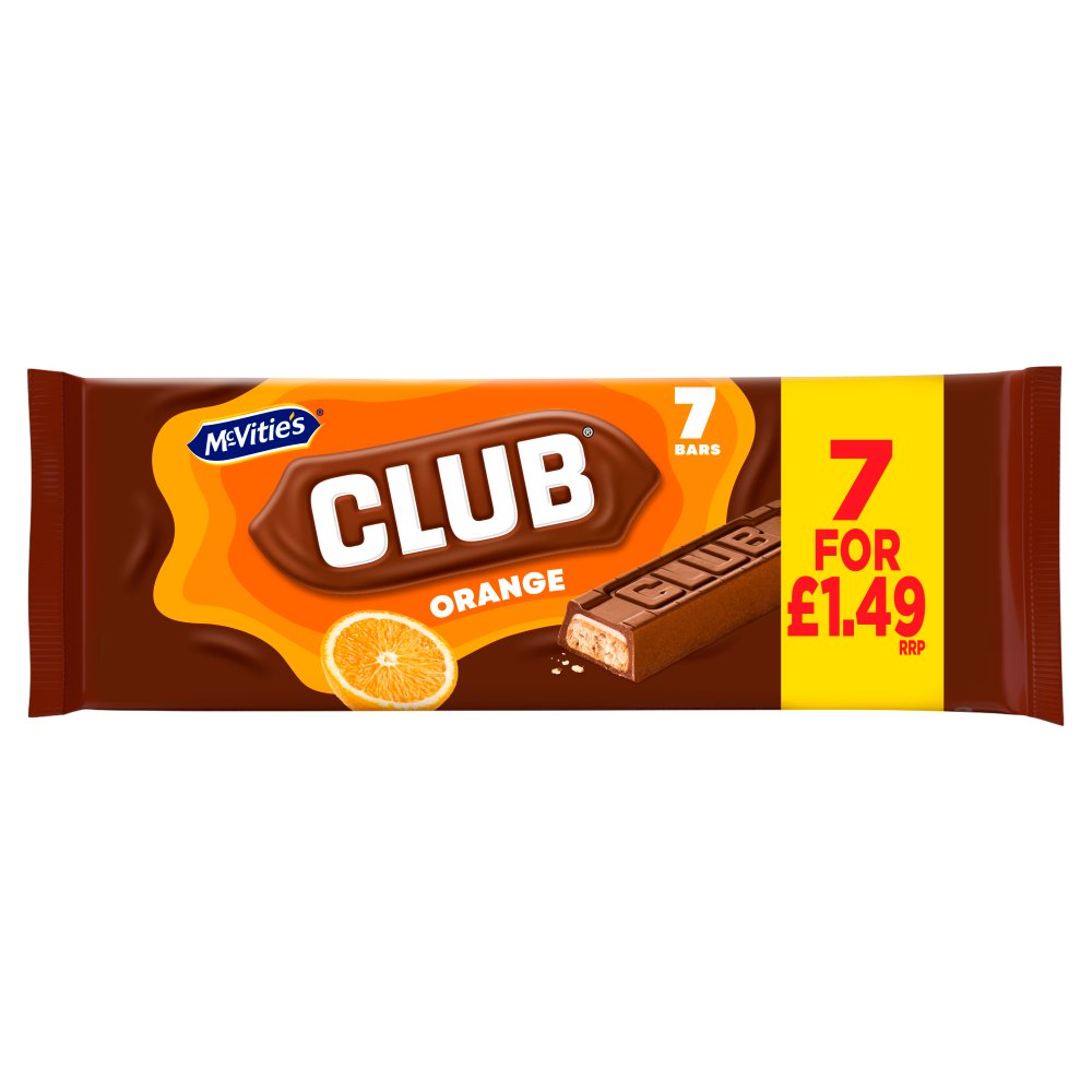 McVitie's Club Orange Chocolate Biscuit Bars (Pack of 12)