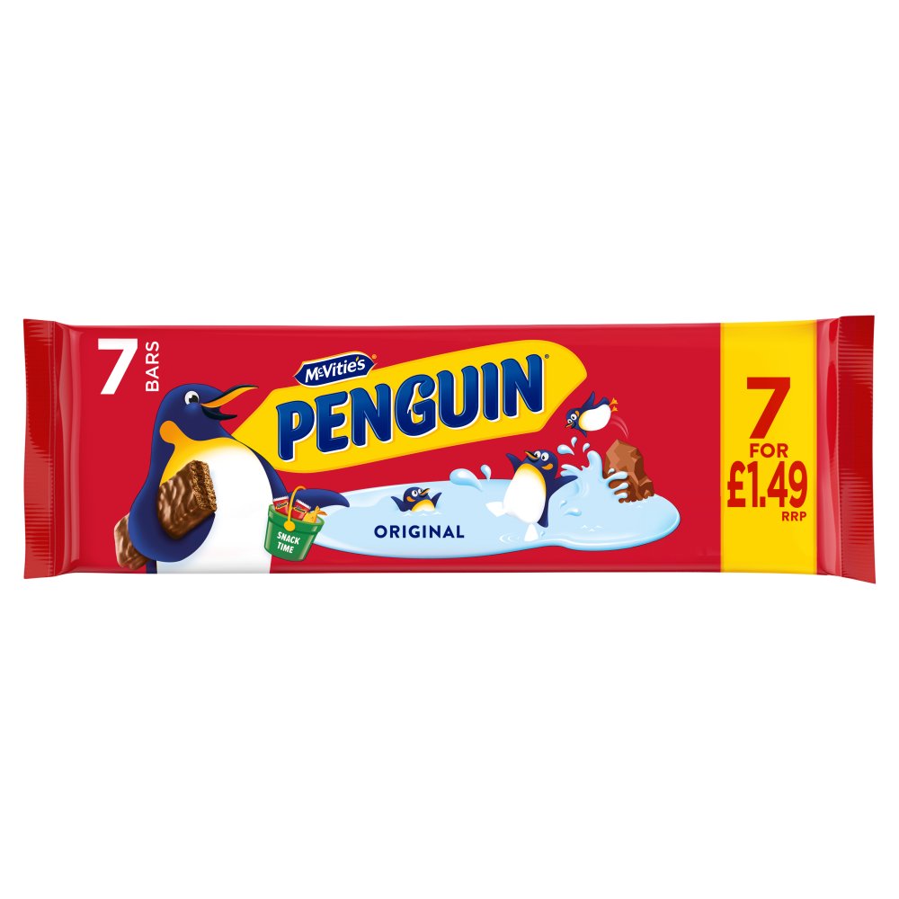 McVitie's Penguin Milk Chocolate Biscuit 7 Bars (172.2g) (Pack of 12)