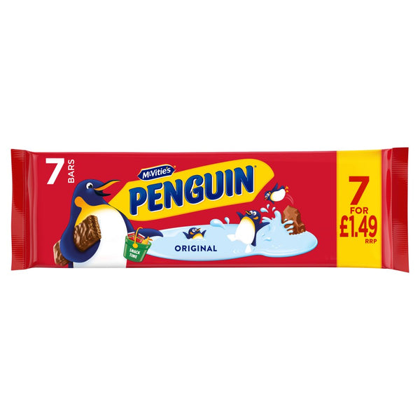 McVitie's Penguin Milk Chocolate Biscuit 7 Bars (172.2g) (Pack of 12)