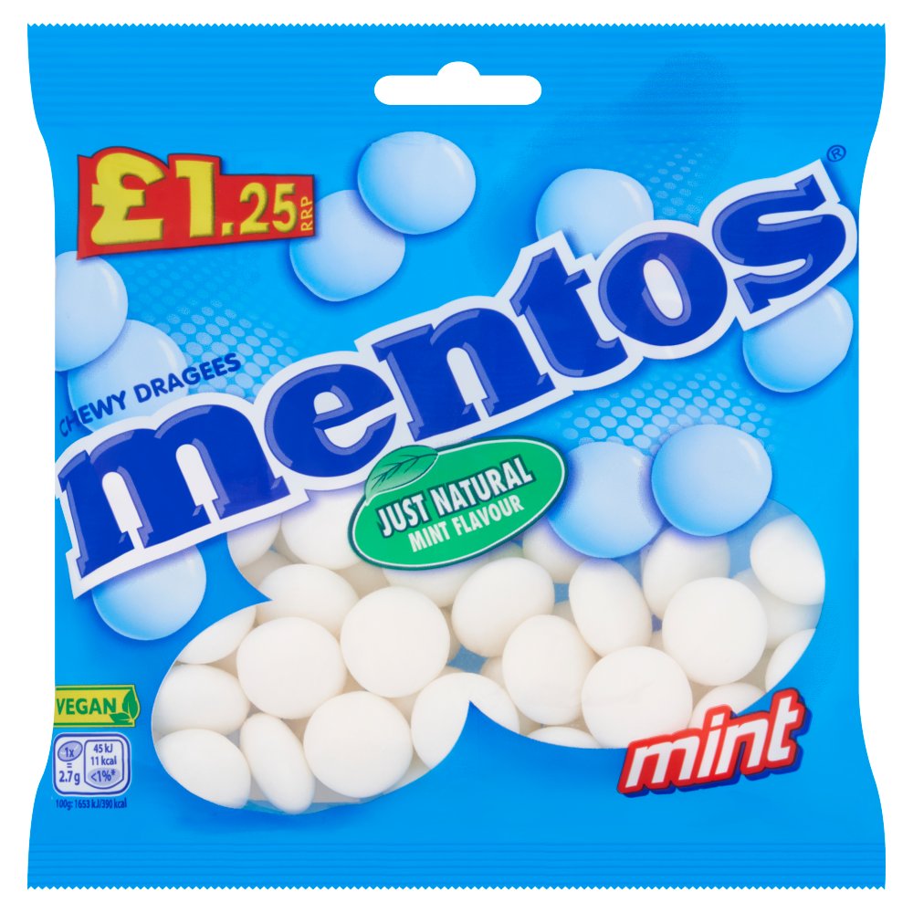 Mentos Chewy Dragees Mint Flavour 135g (Pack of 12)
