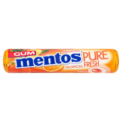 Mentos Gum Pure Fresh Tropical 8 Pieces 15g (Pack of 24)