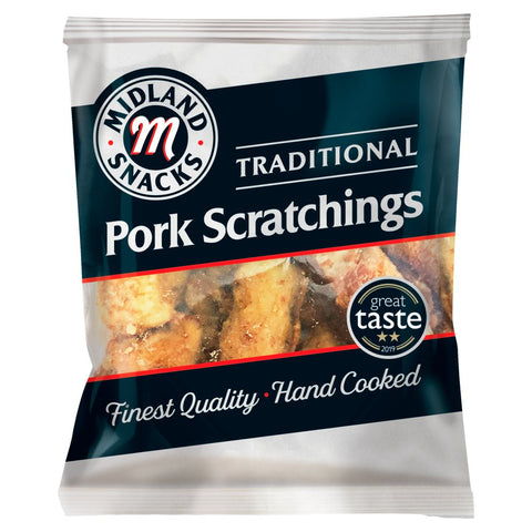 Midland Snacks Traditional Pork Scratchings 40g (Pack of 12)
